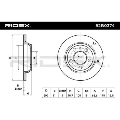 Bremsscheibe RIDEX 82B0374 82B0374 - foto 7