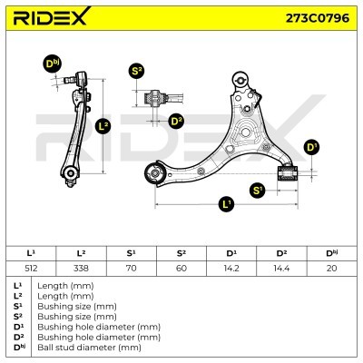 Querlenker RIDEX 273C0796 273C0796 - foto 5