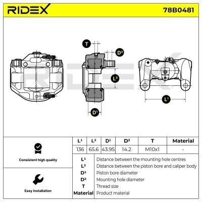 Bremssattel RIDEX 78B0481 78B0481 - foto 7