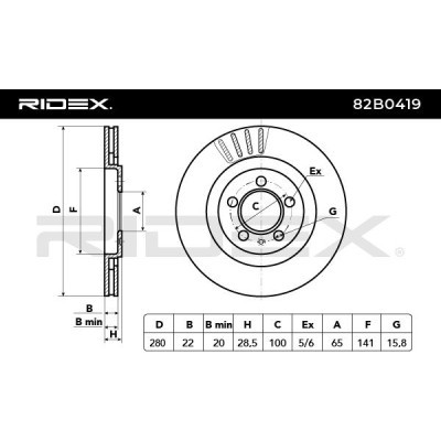 Bremsscheibe RIDEX 82B0419 82B0419 - foto 6