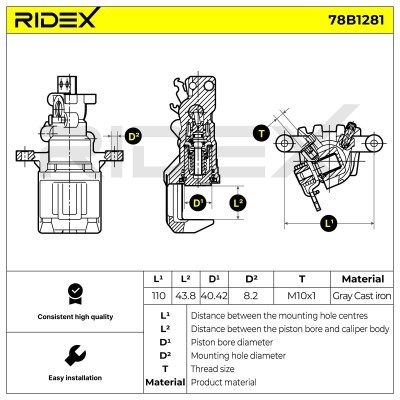 Bremssattel RIDEX 78B1281 78B1281 - foto 6