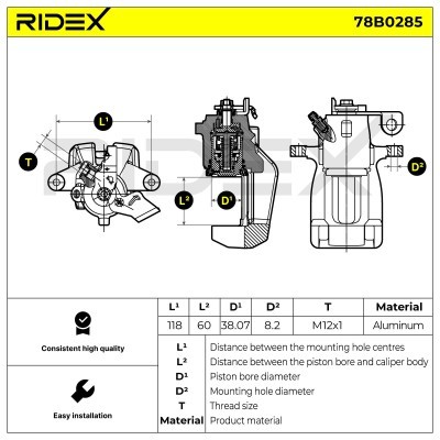 Bremssattel RIDEX 78B0285 78B0285 - foto 6
