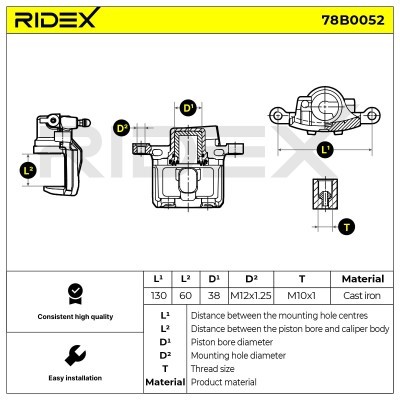 Bremssattel RIDEX 78B0052 78B0052 - foto 5