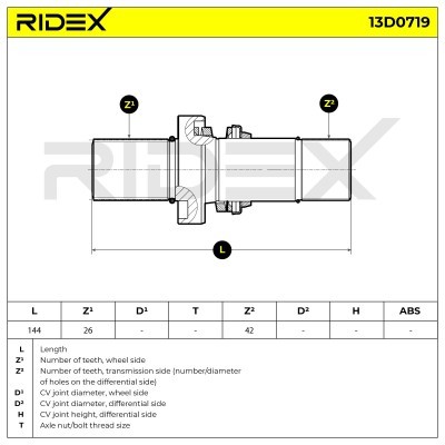 Antriebswelle RIDEX 13D0719 13D0719 - foto 6