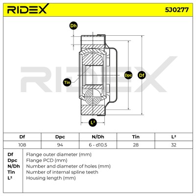 Gelenksatz, Antriebswelle RIDEX 5J0277 5J0277 - foto 6