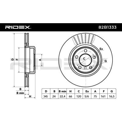 Bremsscheibe RIDEX 82B1333 82B1333 - foto 3