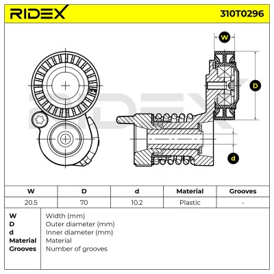 Spannarm Keilrippenriemen RIDEX 310T0296 310T0296 - foto 6