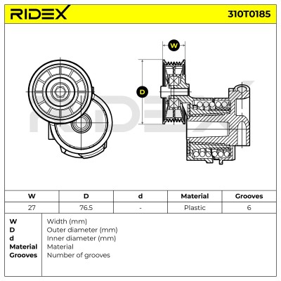 Spannarm Keilrippenriemen RIDEX 310T0185 310T0185 - foto 6