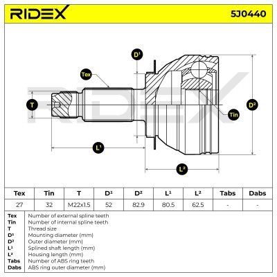 Gelenksatz, Antriebswelle RIDEX 5J0440 5J0440 - foto 5