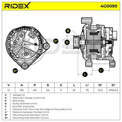 Generator RIDEX 4G0090 4G0090 - foto 7
