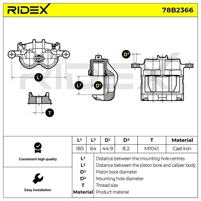 Bremssattel RIDEX 78B2366 78B2366 - foto 3