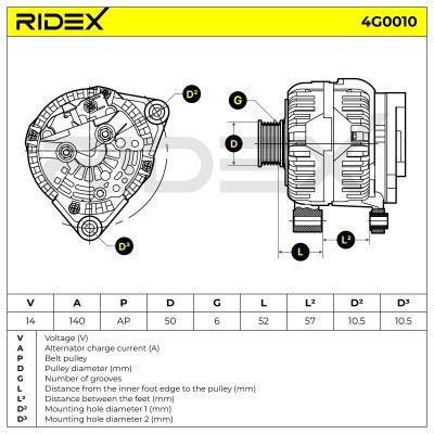Generator RIDEX 4G0010 4G0010 - foto 5