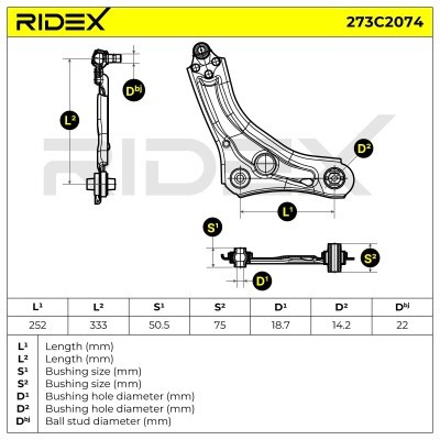 Querlenker RIDEX 273C2074 273C2074 - foto 7