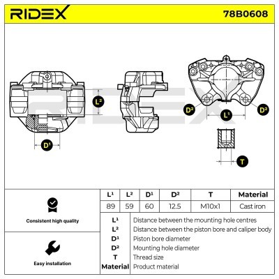 Bremssattel RIDEX 78B0608 78B0608 - foto 3