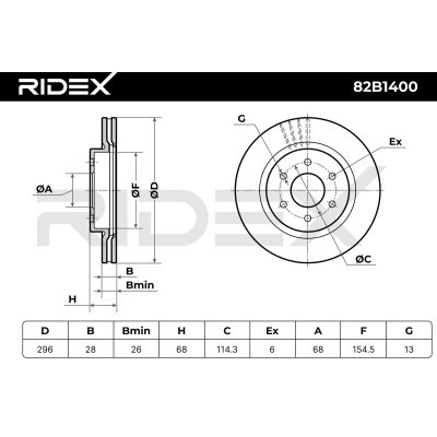 Bremsscheibe RIDEX 82B1400 82B1400 - foto 5