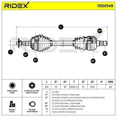 Antriebswelle RIDEX 13D0149 13D0149 - foto 8