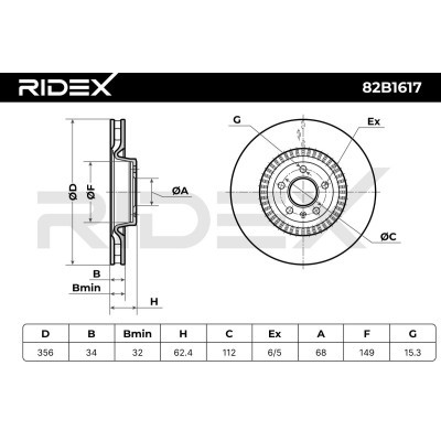 Bremsscheibe RIDEX 82B1617 82B1617 - foto 7