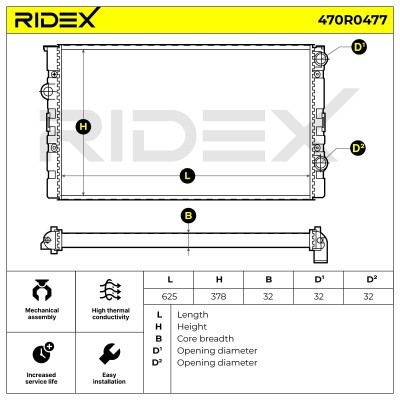 Kühler, Motorkühlung RIDEX 470R0477 470R0477 - foto 5