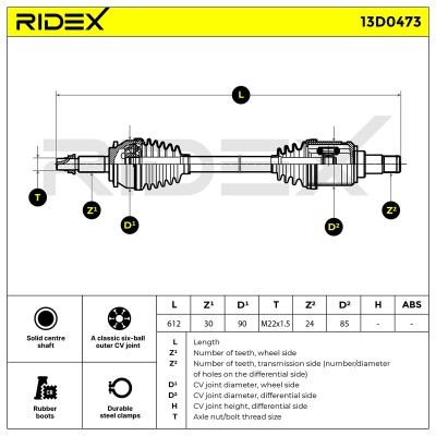 Antriebswelle RIDEX 13D0473 13D0473 - foto 7