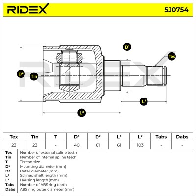Gelenksatz, Antriebswelle RIDEX 5J0794 5J0794 - foto 5