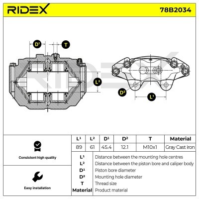 Bremssattel RIDEX 78B2034 78B2034 - foto 6