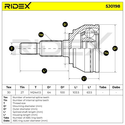 Gelenksatz, Antriebswelle RIDEX 5J0298 5J0298 - foto 6