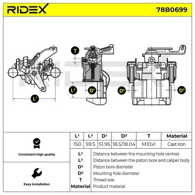 Bremssattel RIDEX 78B0699 78B0699 - foto 5