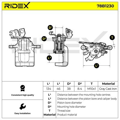 Bremssattel RIDEX 78B1230 78B1230 - foto 6