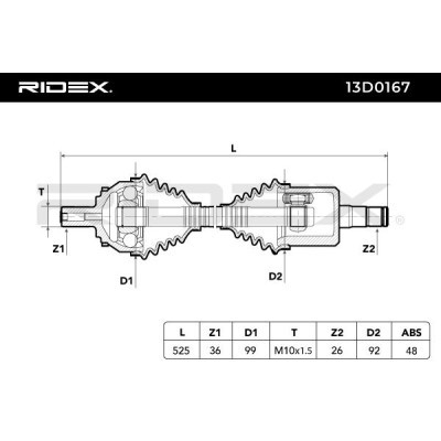Antriebswelle RIDEX 13D0167 13D0167 - foto 6