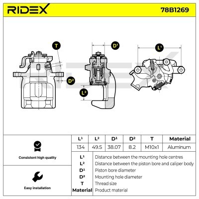 Bremssattel RIDEX 78B1269 78B1269 - foto 6
