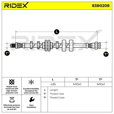 Bremsschlauch RIDEX 83B0208 83B0208 - foto 2