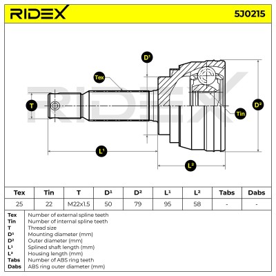 Gelenksatz, Antriebswelle RIDEX 5J0215 5J0215 - foto 5