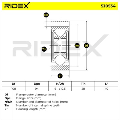 Gelenksatz, Antriebswelle RIDEX 5J0534 5J0534 - foto 6