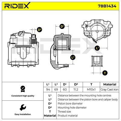 Bremssattel RIDEX 78B1434 78B1434 - foto 7