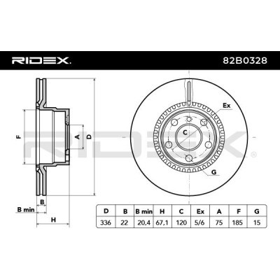 Bremsscheibe RIDEX 82B0328 82B0328 - foto 6