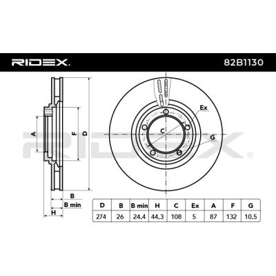 Bremsscheibe RIDEX 82B1130 82B1130 - foto 3