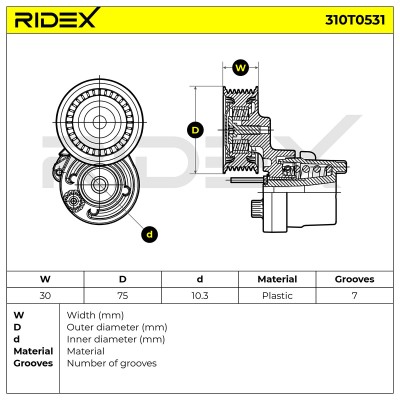 Spannarm Keilrippenriemen RIDEX 310T0531 310T0531 - foto 6