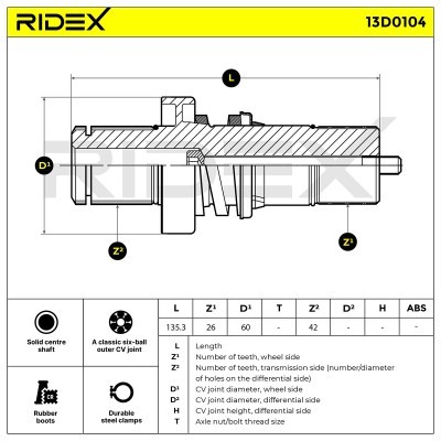 Antriebswelle RIDEX 13D0104 13D0104 - foto 5