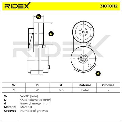 Spannarm Keilrippenriemen RIDEX 310T0112 310T0112 - foto 6