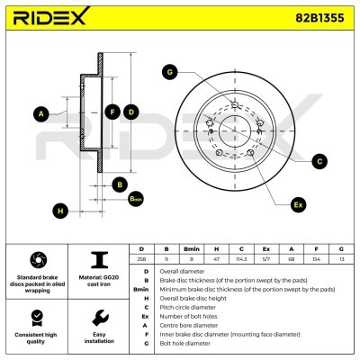 Bremsscheibe RIDEX 82B1355 82B1355 - foto 6