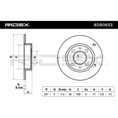 Bremsscheibe RIDEX 82B0653 82B0653 - foto 3