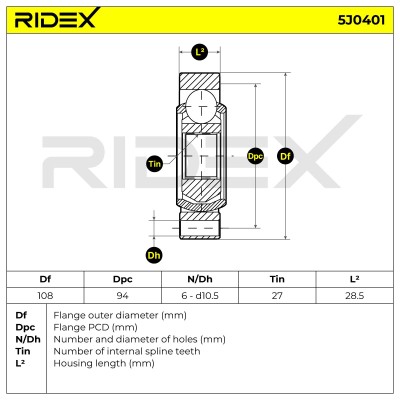 Gelenksatz, Antriebswelle RIDEX 5J0401 5J0401 - foto 7