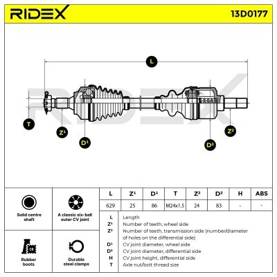Antriebswelle RIDEX 13D0177 13D0177 - foto 5