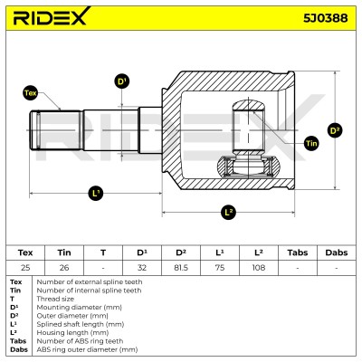 Gelenksatz, Antriebswelle RIDEX 5J0388 5J0388 - foto 6