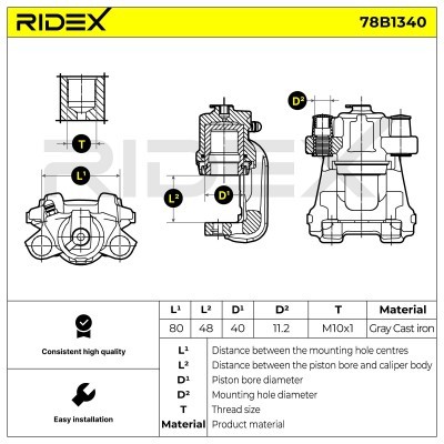 Bremssattel RIDEX 78B1340 78B1340 - foto 2