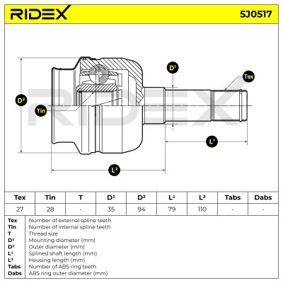 Gelenksatz, Antriebswelle RIDEX 5J0517 5J0517 - foto 7