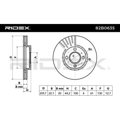 Bremsscheibe RIDEX 82B0635 82B0635 - foto 6