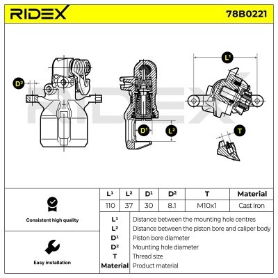 Bremssattel RIDEX 78B0221 78B0221 - foto 5