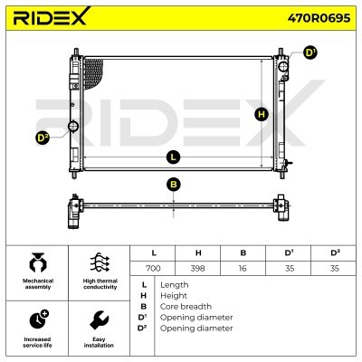 Kühler, Motorkühlung RIDEX 470R0695 470R0695 - foto 4
