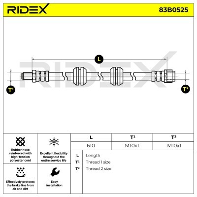 Bremsschlauch RIDEX 83B0525 83B0525 - foto 2